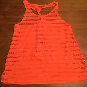 La Vie En Rose Aqua Mesh Twisted Racerback Coverup Highlighter Orange